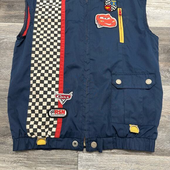 Vintage Y2K Disney Store Cars Lightning‎ McQueen Boys S Zip Vest Racing Hooded - Picture 3 of 9